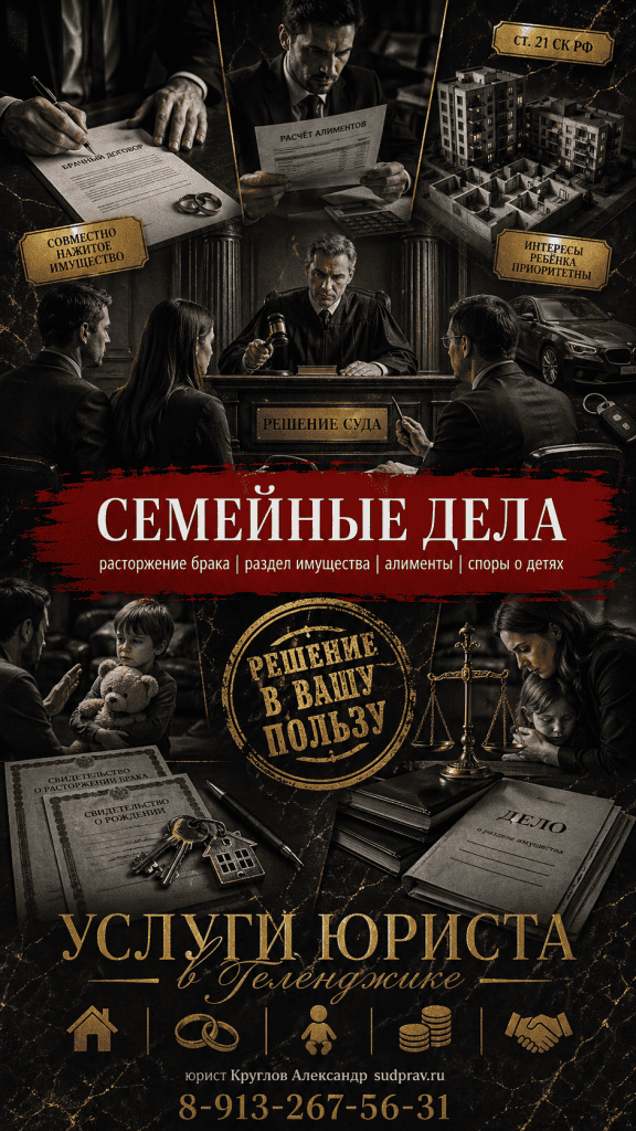 Адвокат по семейным делам в Геленджике, консультации и защита в суде.