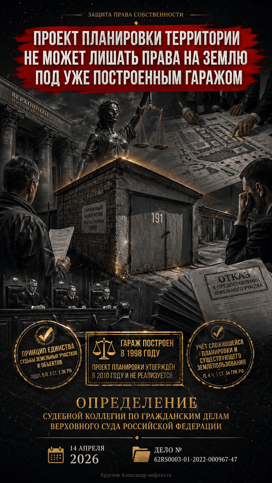 Проект планировки территории не может лишать права на землю под уже построенным гаражом