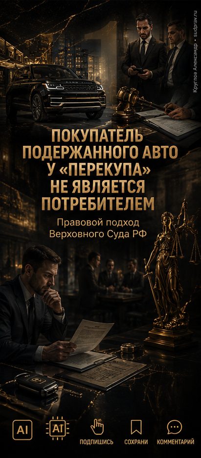 Покупатель подержанного авто у «перекупа» не является потребителем