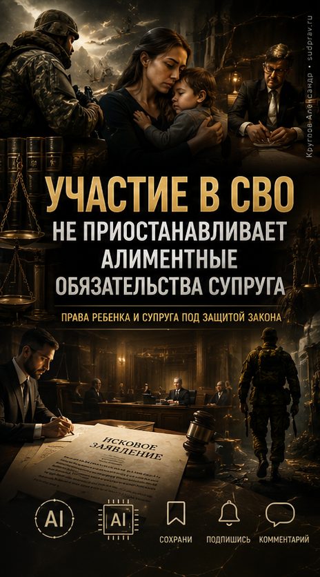 Участие в СВО не приостанавливает алиментные обязательства супруга